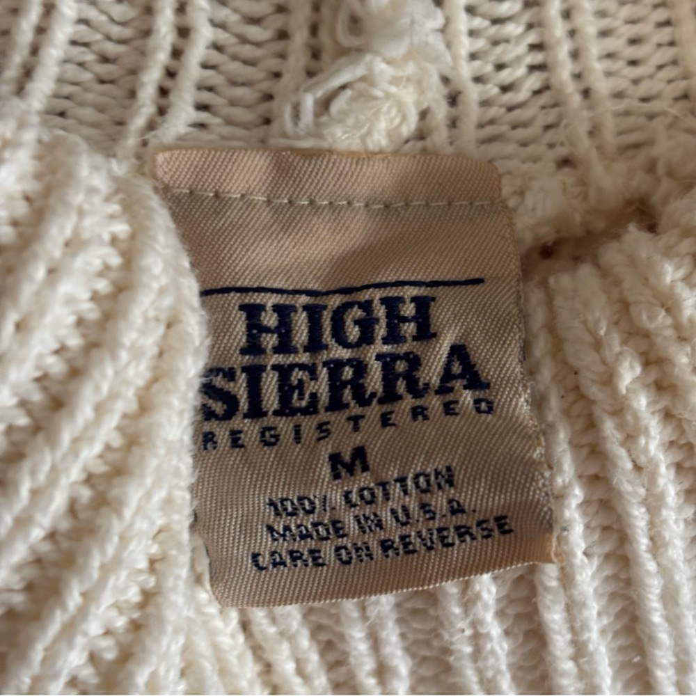 Vintage High Sierra Knit 100% Cotton White Turtleneck Sweater Sz M - Picture 6 of 6